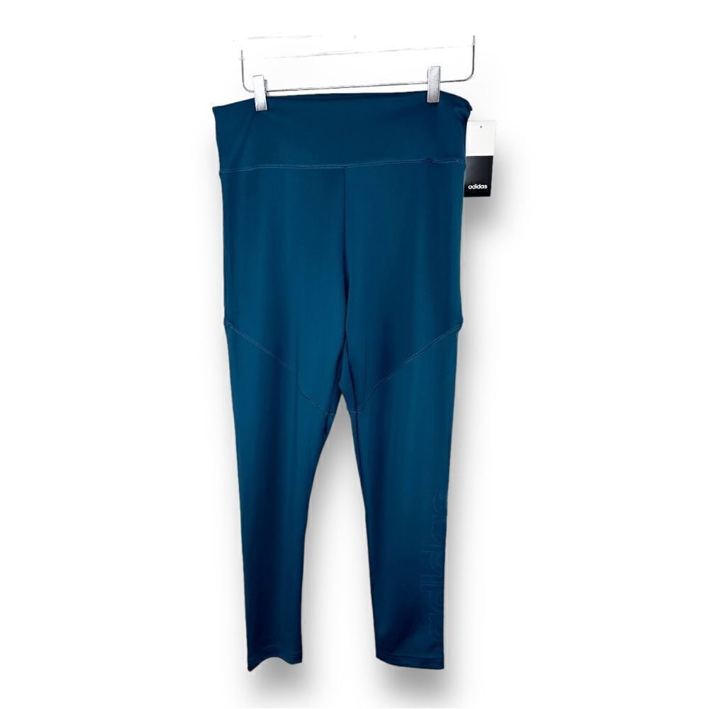 Adidas Peacock‎ Blue Training Tights w/Logo on Leg Sz L